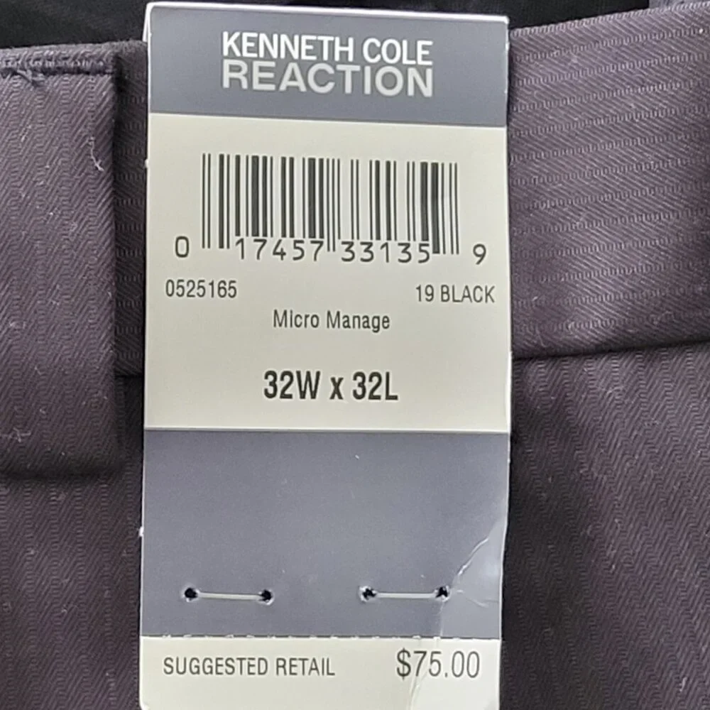 VTG Kenneth Cole Reaction Micro Manage Men's Dress Slacks Black NWT NEW